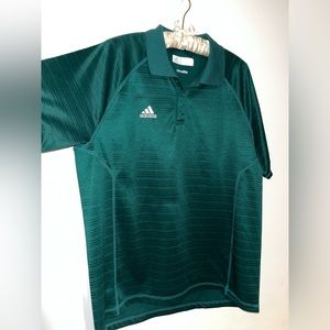 LIKE NEW ADIDAS CLIMALITE EMERALD GREEN STRIPE GOLF SHIRT SIZE LARGE